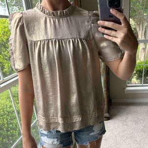 Current Air Gold Metallic Blouse